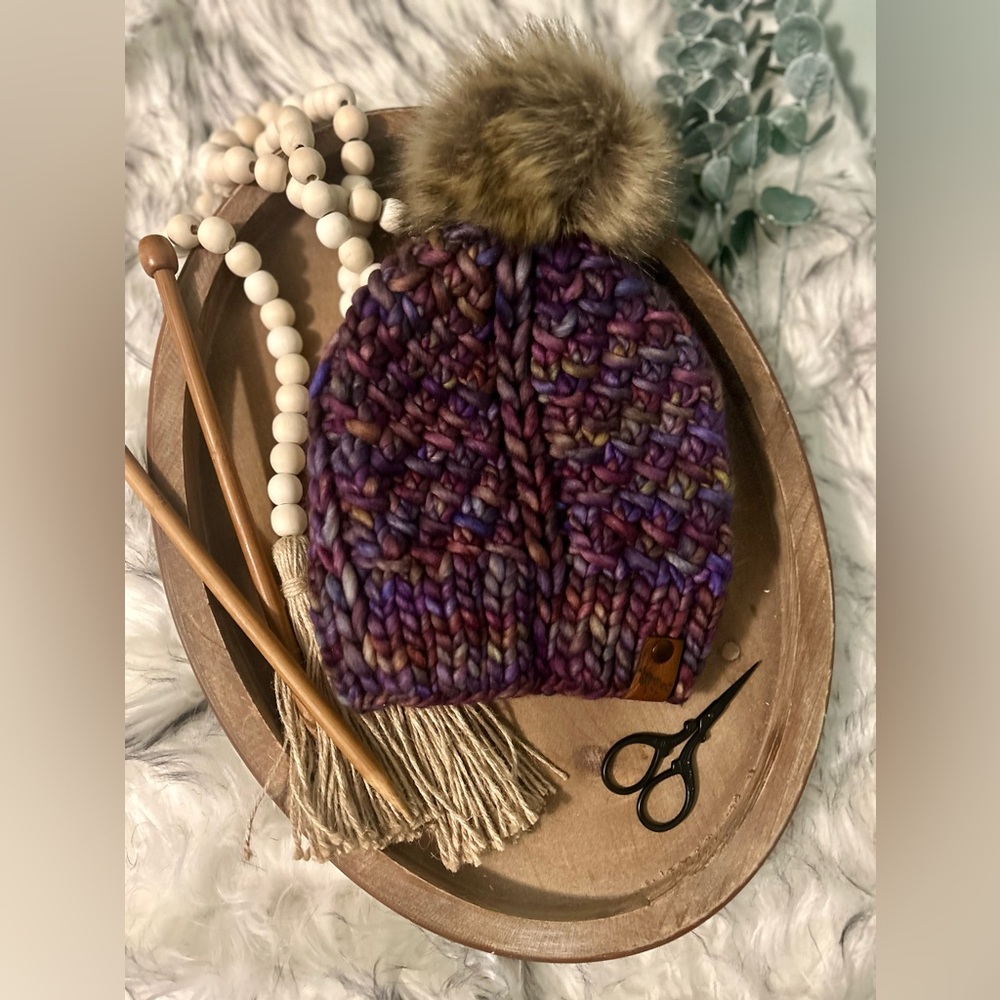 Hand knit beanie